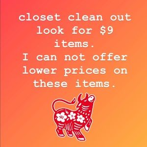 Clearing out inventory. Please look for $9 deals.